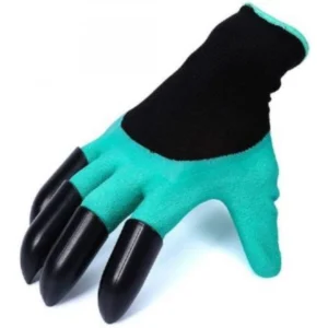 Pack Of_2 Heavy Duty Garden Farming Gloves Washable With Right Hand Fingertips Claws (Color: Assorted)