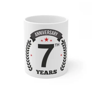 Ceramic 7th Anniversary Printed Coffee Mug (Color: White, Capacity:330ml)