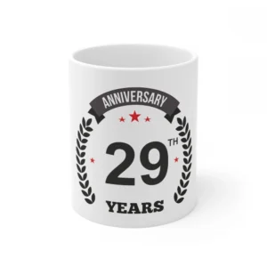 Ceramic 29th Anniversary Printed Coffee Mug (Color: White, Capacity:330ml)