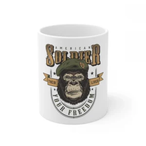 Ceramic Gorila Desing Printed Coffee Mug (Color: White, Capacity:330ml)