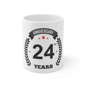 Ceramic 24th Anniversary Printed Coffee Mug (Color: White, Capacity:330ml)