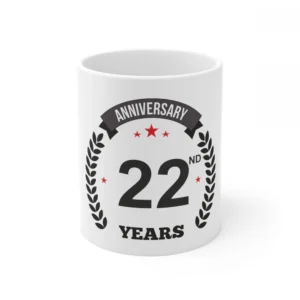 Ceramic 22nd Anniversary Printed Coffee Mug (Color: White, Capacity:330ml)