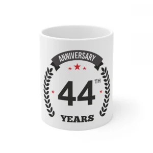 Ceramic 44th Anniversary Printed Coffee Mug (Color: White, Capacity:330ml)