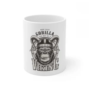 Ceramic Gorila Desing Printed Coffee Mug (Color: White, Capacity:330ml)