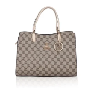 Women's Faux Leather Printed Handbag (Beige)