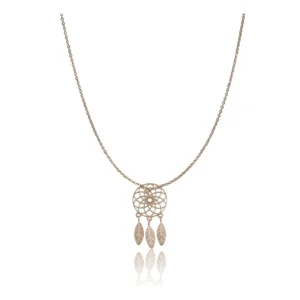Women's Stainless Steel Dream Catcher Pendent Delicate Chain (Gold Plated)