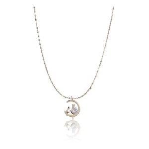 Women's Stainless Steel Moon Pendent Delicate Chain (Gold Plated)