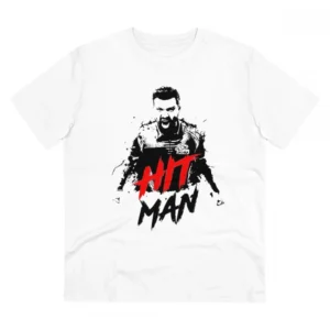 Men's PC Cotton Cricket Design Printed T Shirt (Color: White, Thread Count: 180GSM)