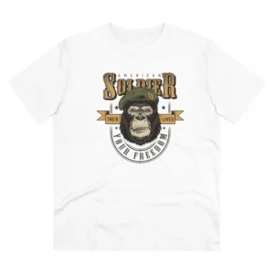 Men's PC Cotton Gorila Desing Printed T Shirt (Color: White, Thread Count: 180GSM)