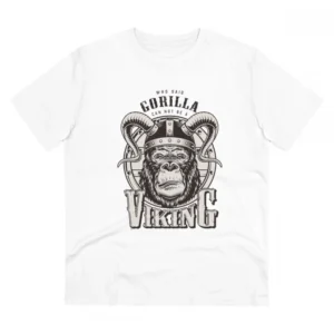 Men's PC Cotton Gorila Desing Printed T Shirt (Color: White, Thread Count: 180GSM)