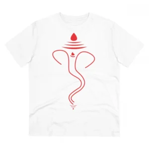 Men's PC Cotton Ganesh Printed T Shirt (Color: White, Thread Count: 180GSM)