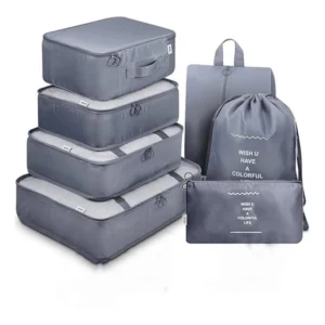 Polyester 7 Pcs Travel Organizer Pouch Packing Cubes for Clothes Space Savers Bags (Multicolor)