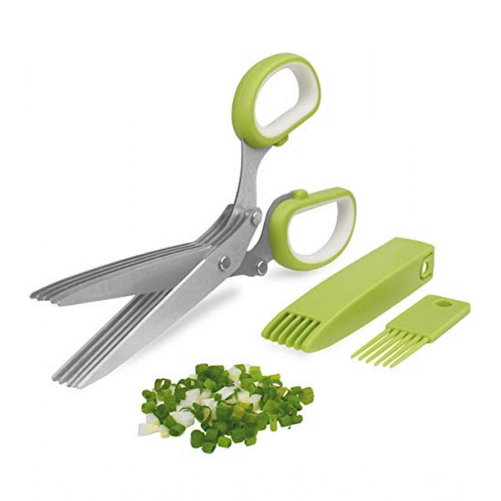 Steel 5 in 1 Vegetable Stainless Steel Kitchen Knives 5 Layers Scissors (Multicolor)